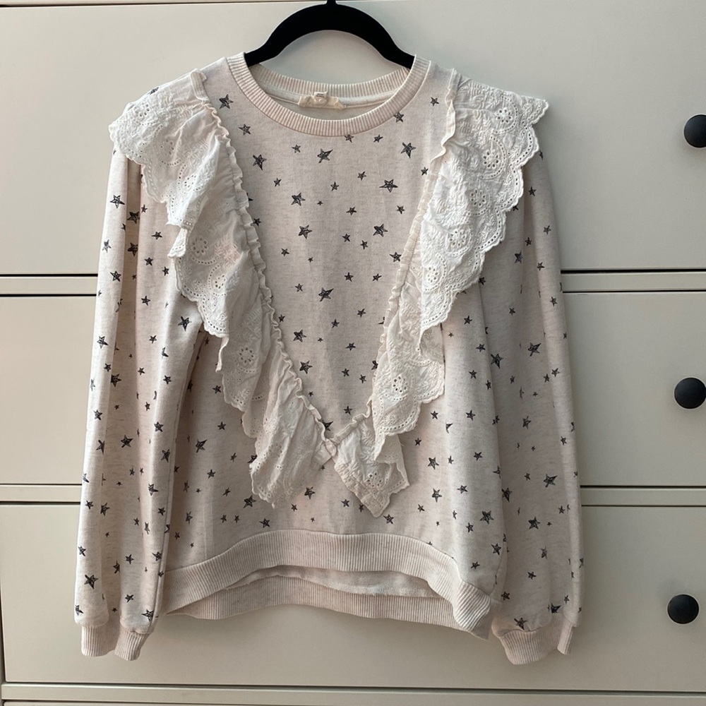 XL ruffle front star pattern sweatshirt by Jessica Simpson